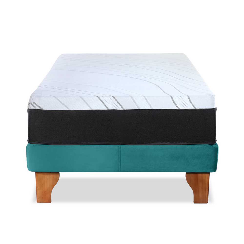 Cama Europea Latam Home 1,5 Plazas Zen Top Spring Soft Velvet Turquesa