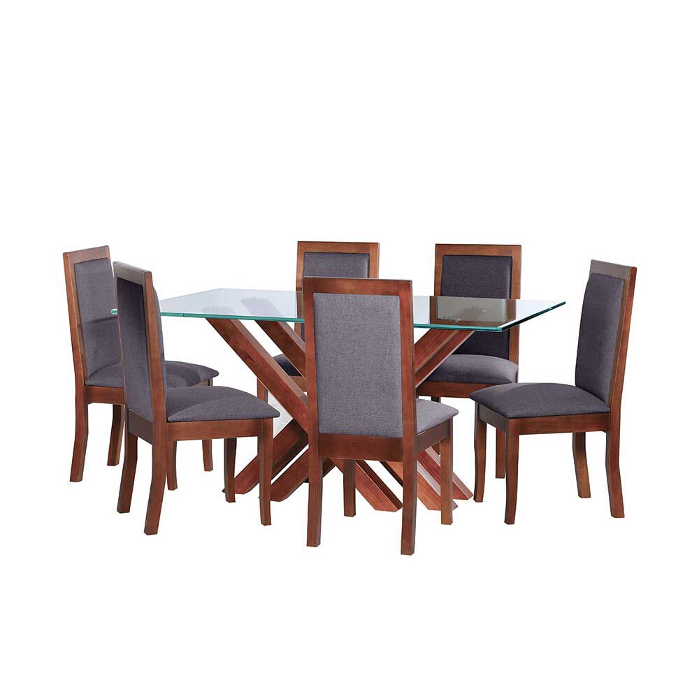 Juego de Comedor Latam Home Merida 6 Sillas Gris Oscuro