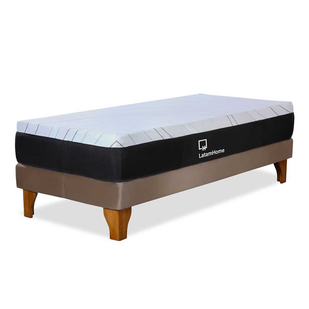 Cama Europea Latam Home 1,5 Plazas Zen Top Spring Visco Velvet Beige