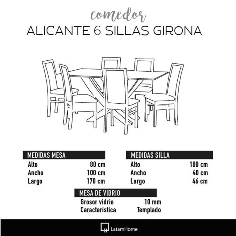 Juego de Comedor Latam Home Alicante 6 Sillas Chocolate