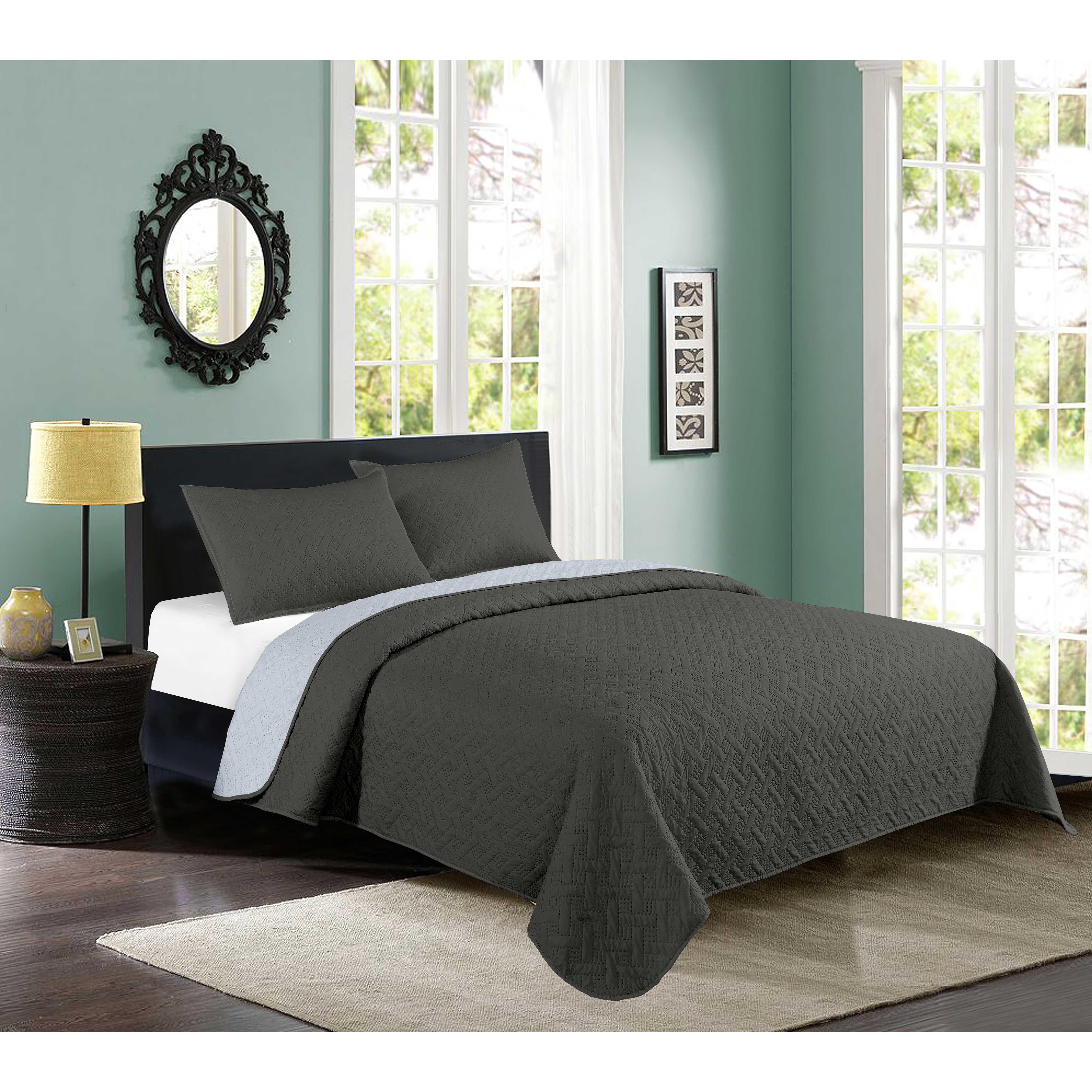 Quilt Estampado Illusions 1,5 Plazas Bicolor Black Gray