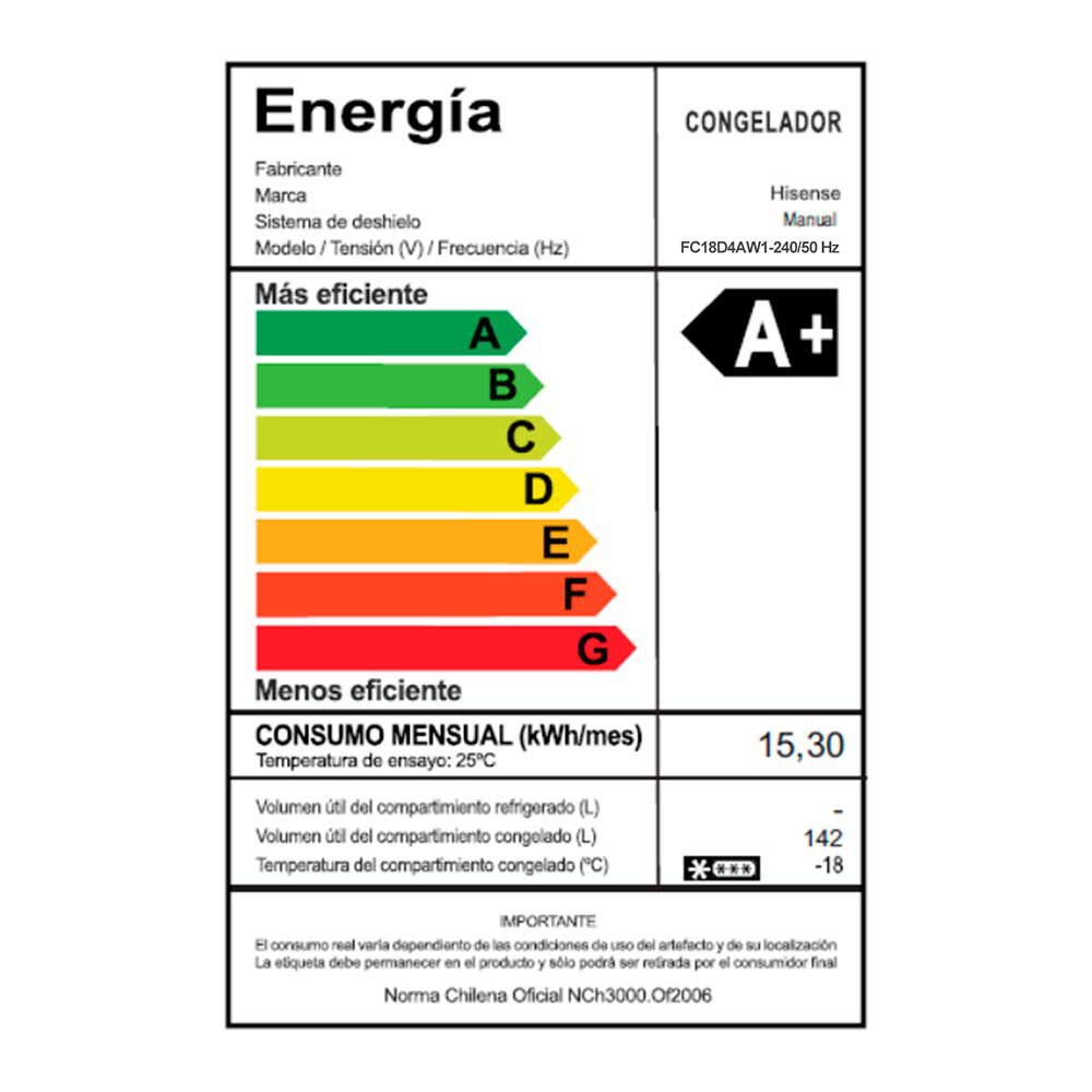 Freezer Horizontal Hisense FC184D4AW1 142 lts.