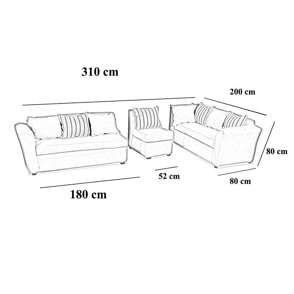 Sofá Seccional Modular Elegant Detail Minesota 7 Cuerpos Azul