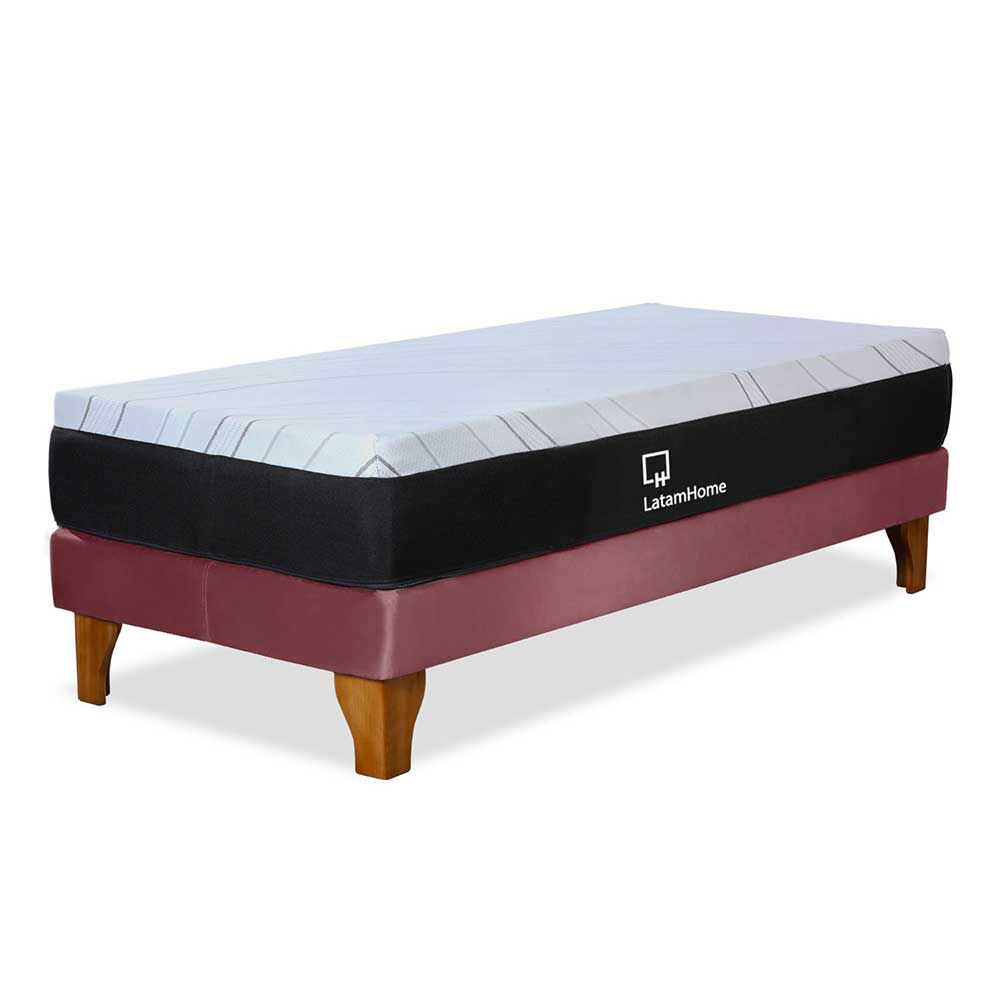 Cama Europea Latam Home 1,5 Plazas Zen Top Spring Visco Velvet Palo Rosa