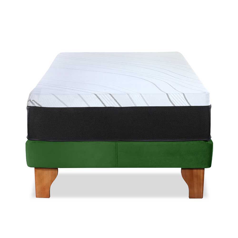 Cama Europea Latam Home 1,5 Plazas Zen Top Spring Soft Velvet Verde