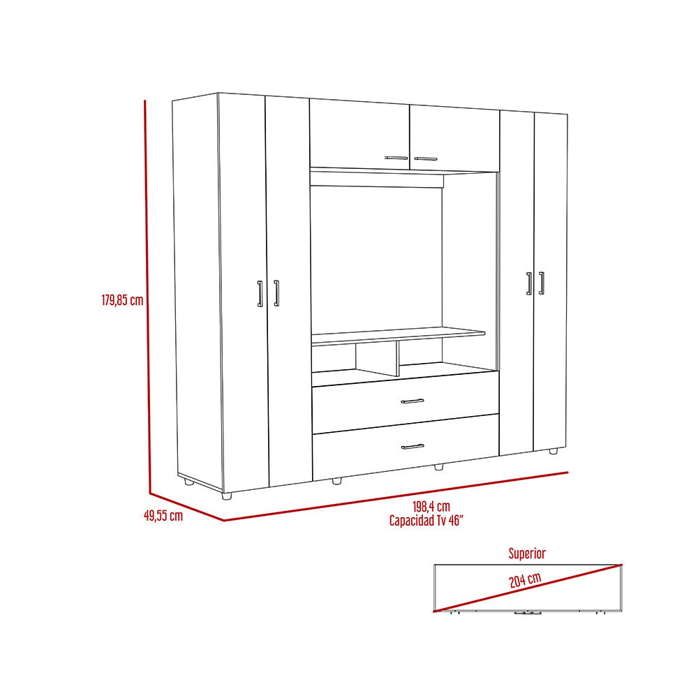 Clóset TV TuHome Hasta 46" Manila Z-200 6 Puertas