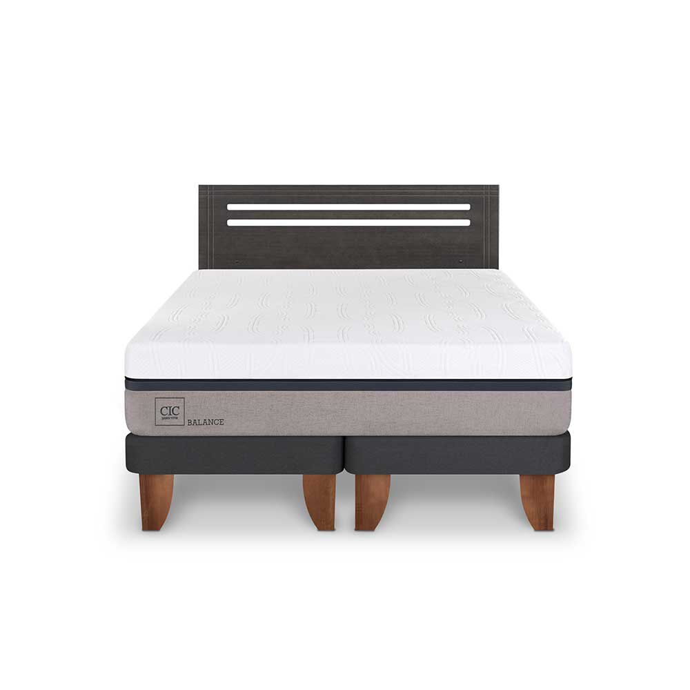 Cama Europea CIC Base Dividida 2 Plazas Balance + Respaldo Munich