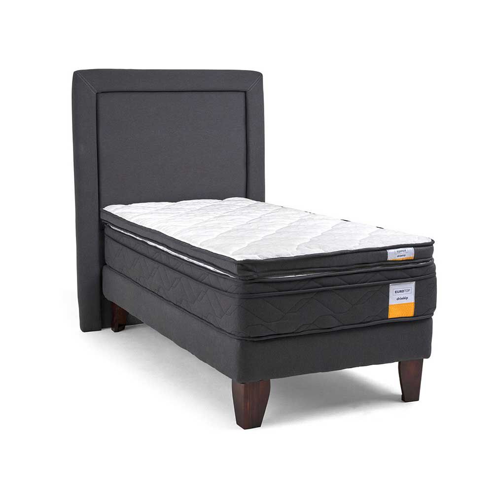 Cama Europea Drimkip 1 Plaza Eurotop + Topper + Respaldo