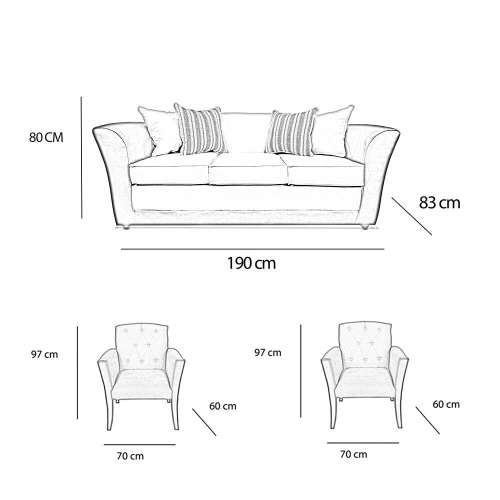 Juego de Living Elegant Detail Minesota Sofá 3 Cuerpos + Dos Sitiales Café