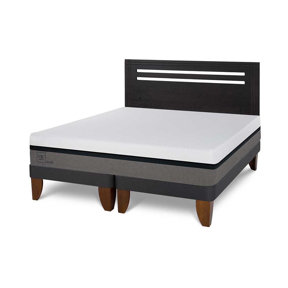 Cama Europea CIC Base Dividida 2 Plazas Balance + Respaldo Munich Negro