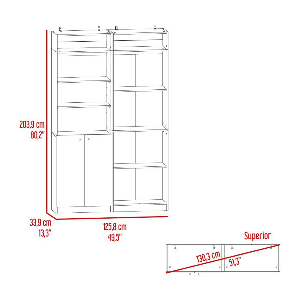 Estante 2 Puertas + Estante 4 Repisas + 2 Complementos TuHome Home Macadamia