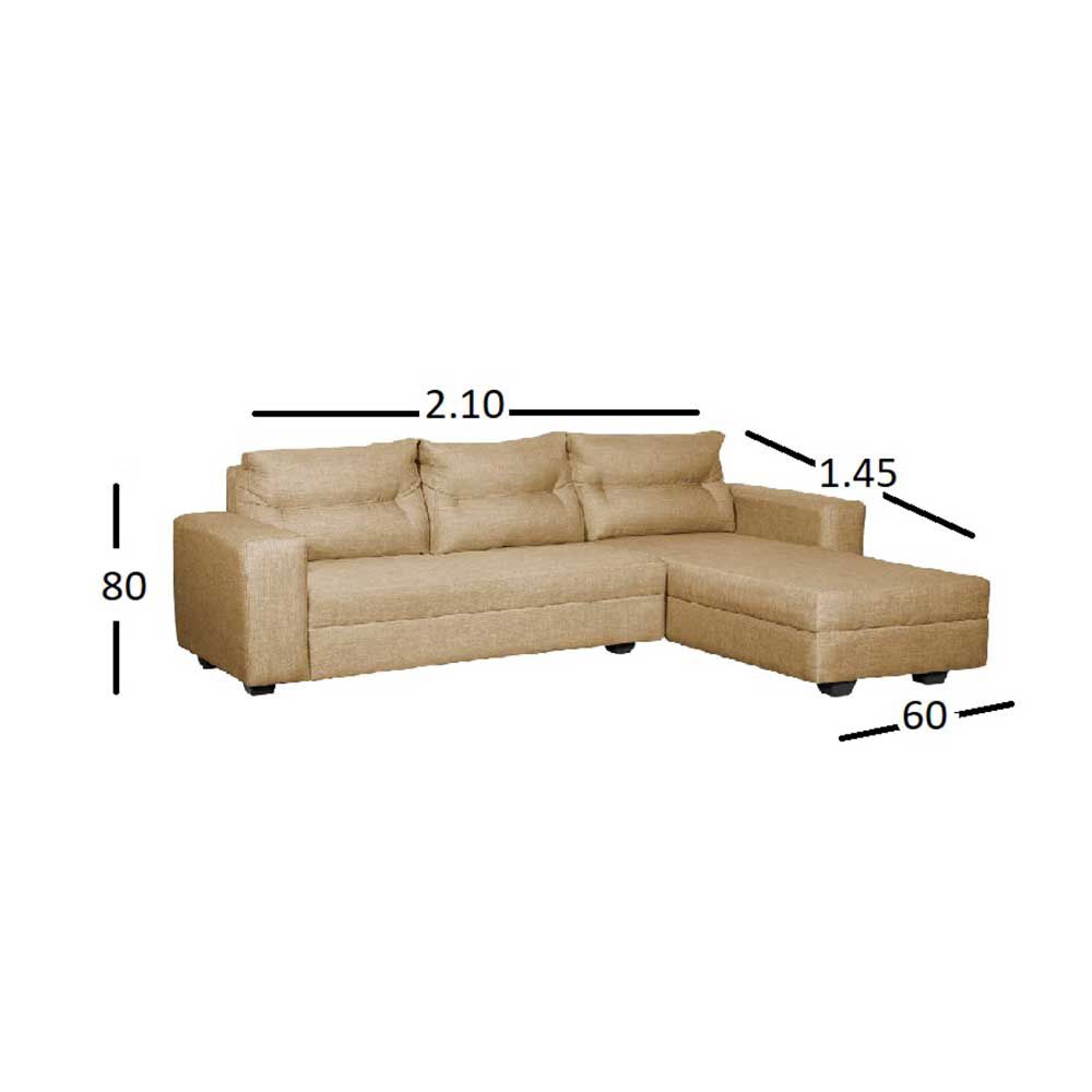 Sofá Seccional Derecho Diseño A&M Home Denis 3 Cuerpos Beige