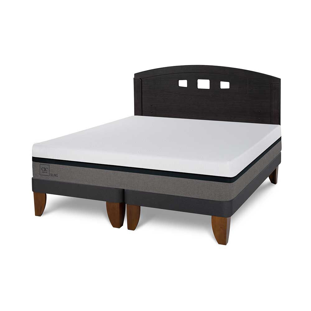 Cama Europea CIC Base Dividida 2 Plazas Balance + Respaldo Gales Negro