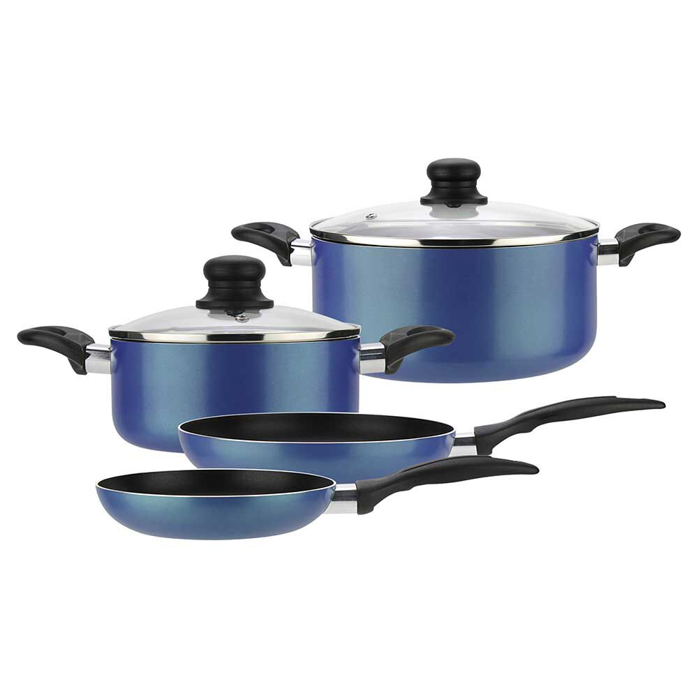 Batería de Cocina Aluminio Fantuzzi Gourmet 6 Piezas Azul + Juego de Cubiertos Fantuzzi Parma 24 Piezas