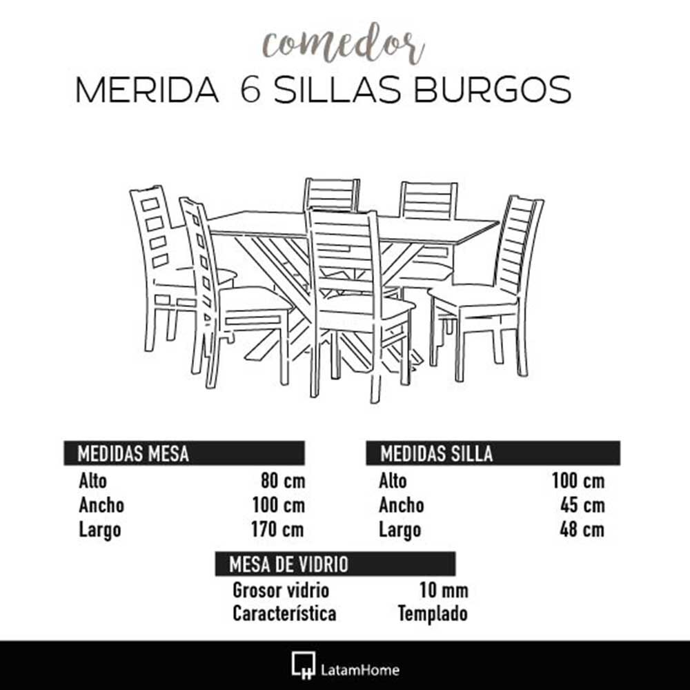 Juego de Comedor Latam Home Merida 6 Sillas Palo Rosa