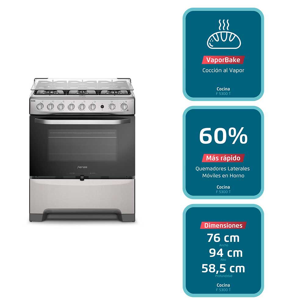 Cocina a Gas Fensa F 5300 T 6 Quemadores