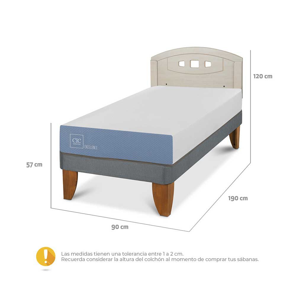 Cama Europea CIC 1 Plaza Excellence + Respaldo Gales Alpino