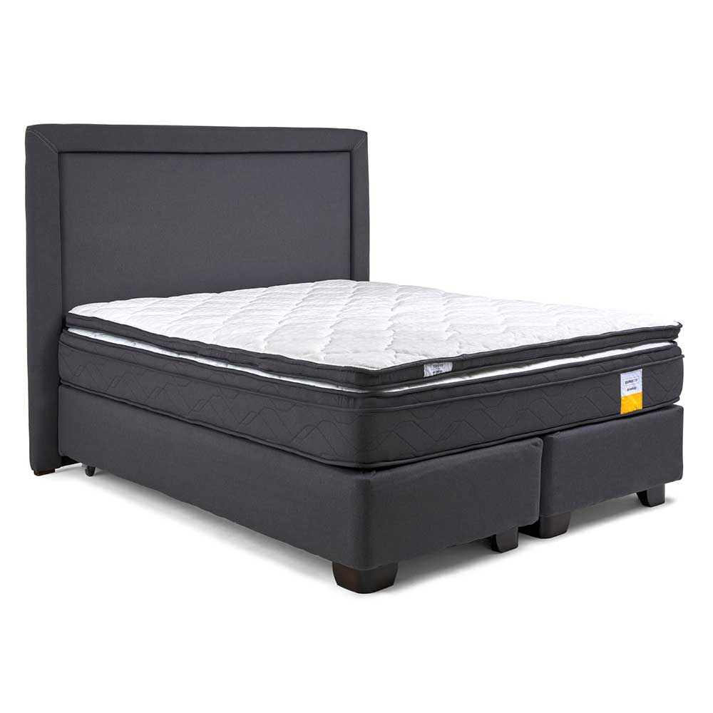 Cama Americana Drimkip Base Dividida 2 Plazas Plus Eurotop + Respaldo + Topper