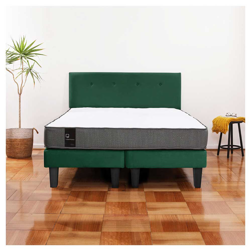 Cama Europea Latam Home Base Dividida 2 Plazas Zen Best Verde + Respaldo