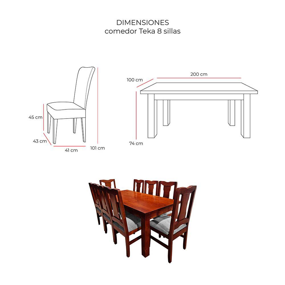 Juego de Comedor Living Factory Teka 8 Sillas Gris