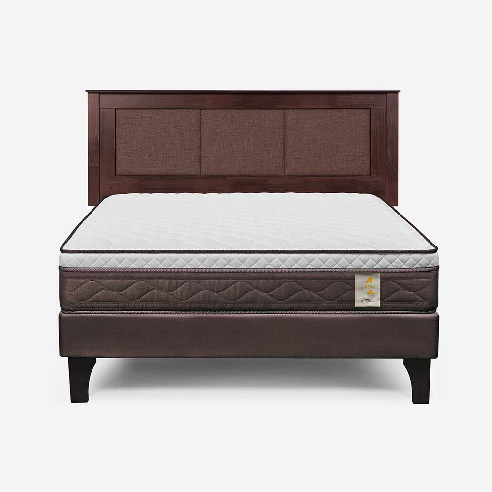 Cama Europea Rosen 2 Plazas New Style 4 Plus + Respaldo Rachel