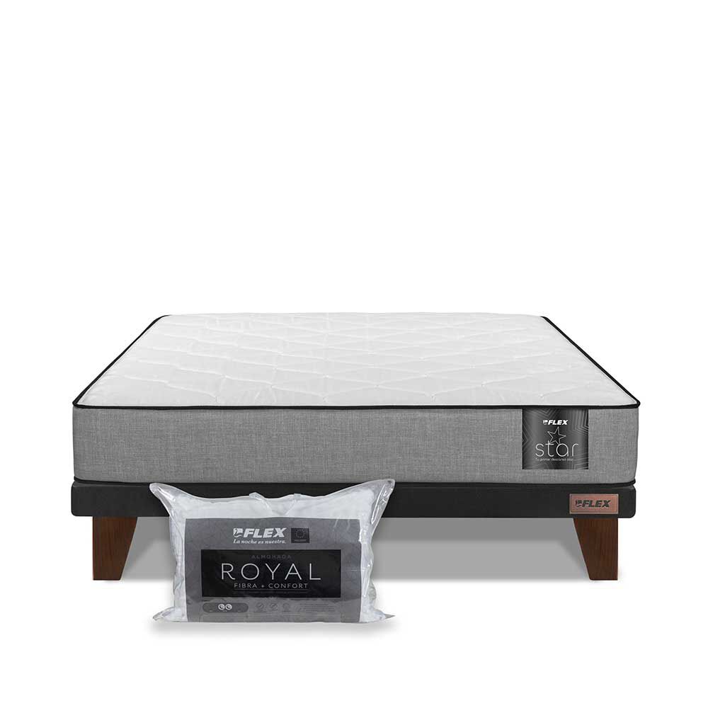 Cama Europea Flex 2 Plazas Star + Almohada Royal