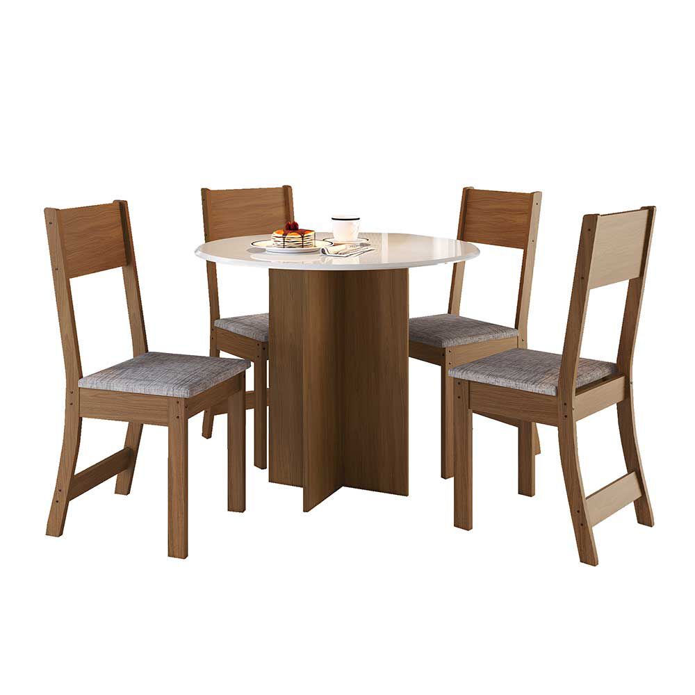 Juego de Comedor Home Mobili Alice 4 Sillas Café Blanco Off