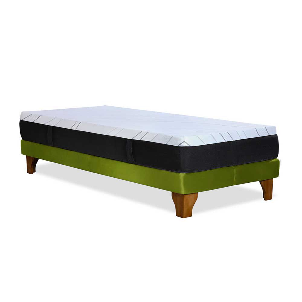 Cama Europea Latam Home 1,5 Plazas Zen Top Foam Soft Velvet Pistacho