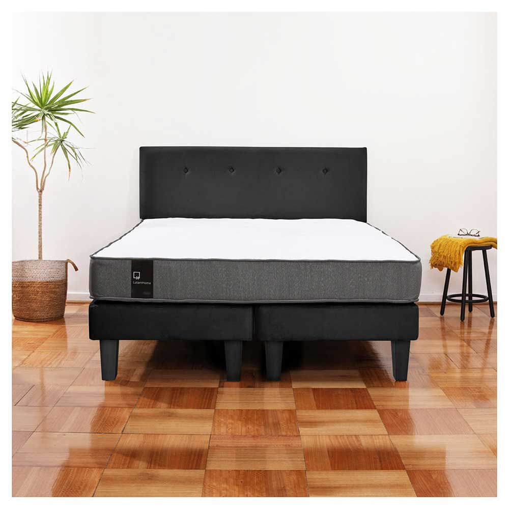 Cama Europea Latam Home Base Dividida 2 Plazas Zen Best Negro + Respaldo