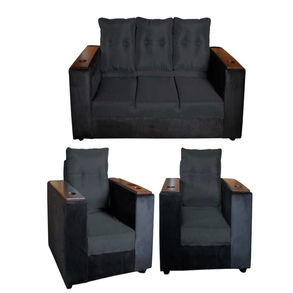 Juego de Living Diseño A&M Home Jocelyn Sofá 3 Cuerpos + 2 Sillones 1 Cuerpo Negro