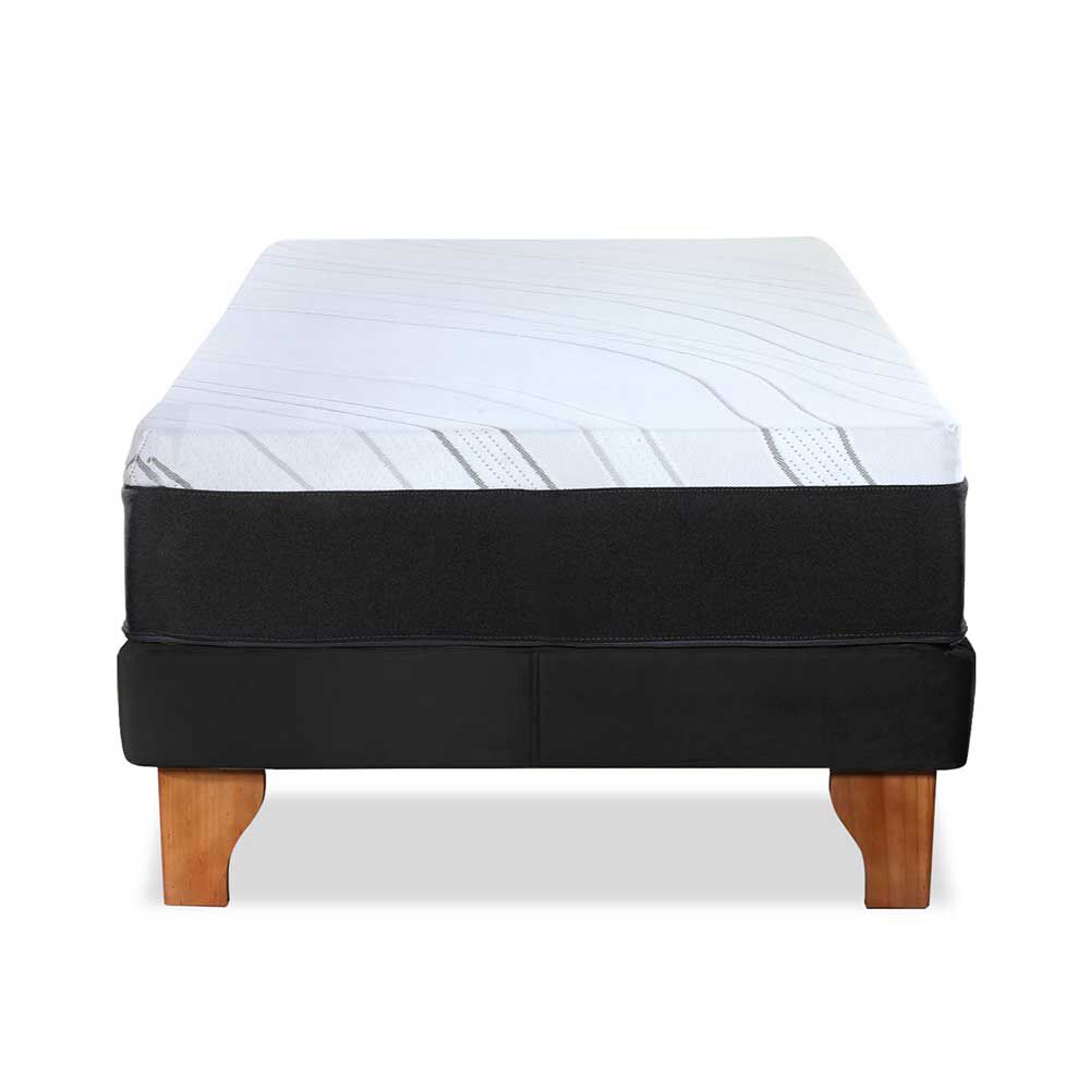 Cama Europea Latam Home 1,5 Plazas Zen Top Spring Hybrid Velvet Negro