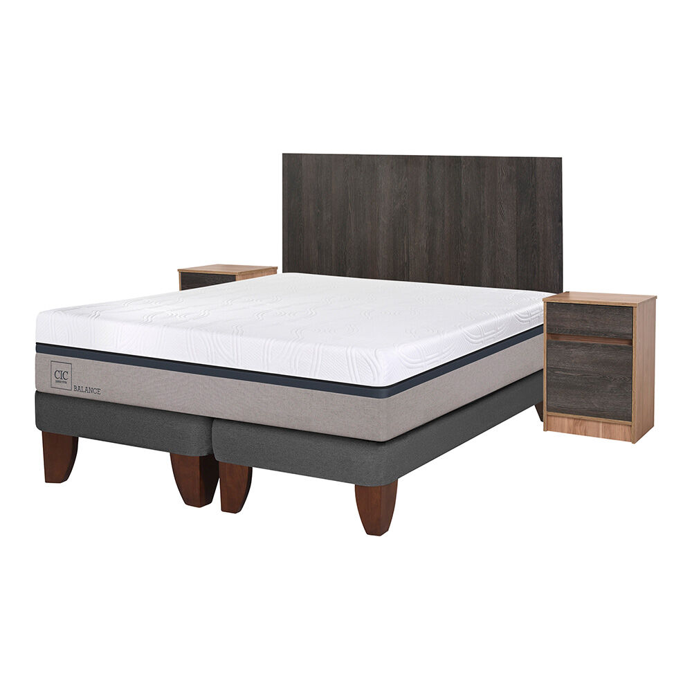 Cama Europea CIC Base Dividida King Balance + Respaldo + 2 Veladores