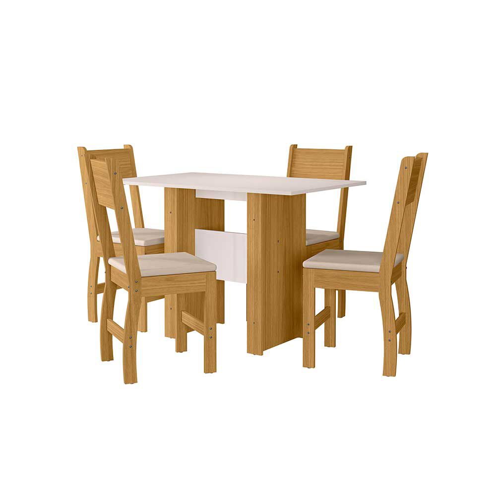 Juego de Comedor Home Mobili Bellagio 4 Sillas Café Blanco Off