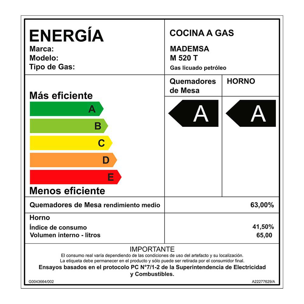 Cocina a Gas Mademsa M 520 T 4 Quemadores