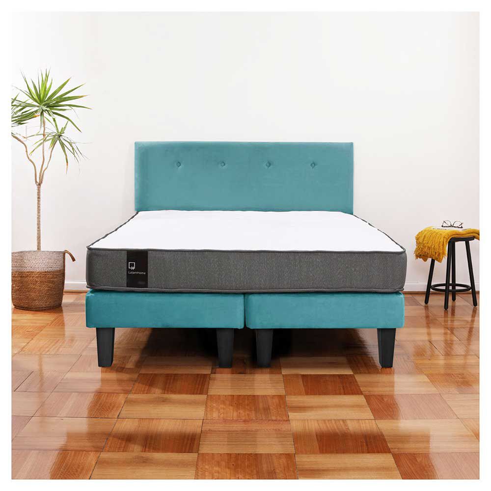 Cama Europea Latam Home Base Dividida 2 Plazas Zen Best Turquesa + Respaldo