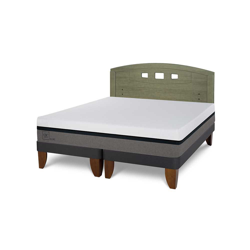 Cama Europea CIC Base Dividida 2 Plazas Balance + Respaldo Gales Olivo