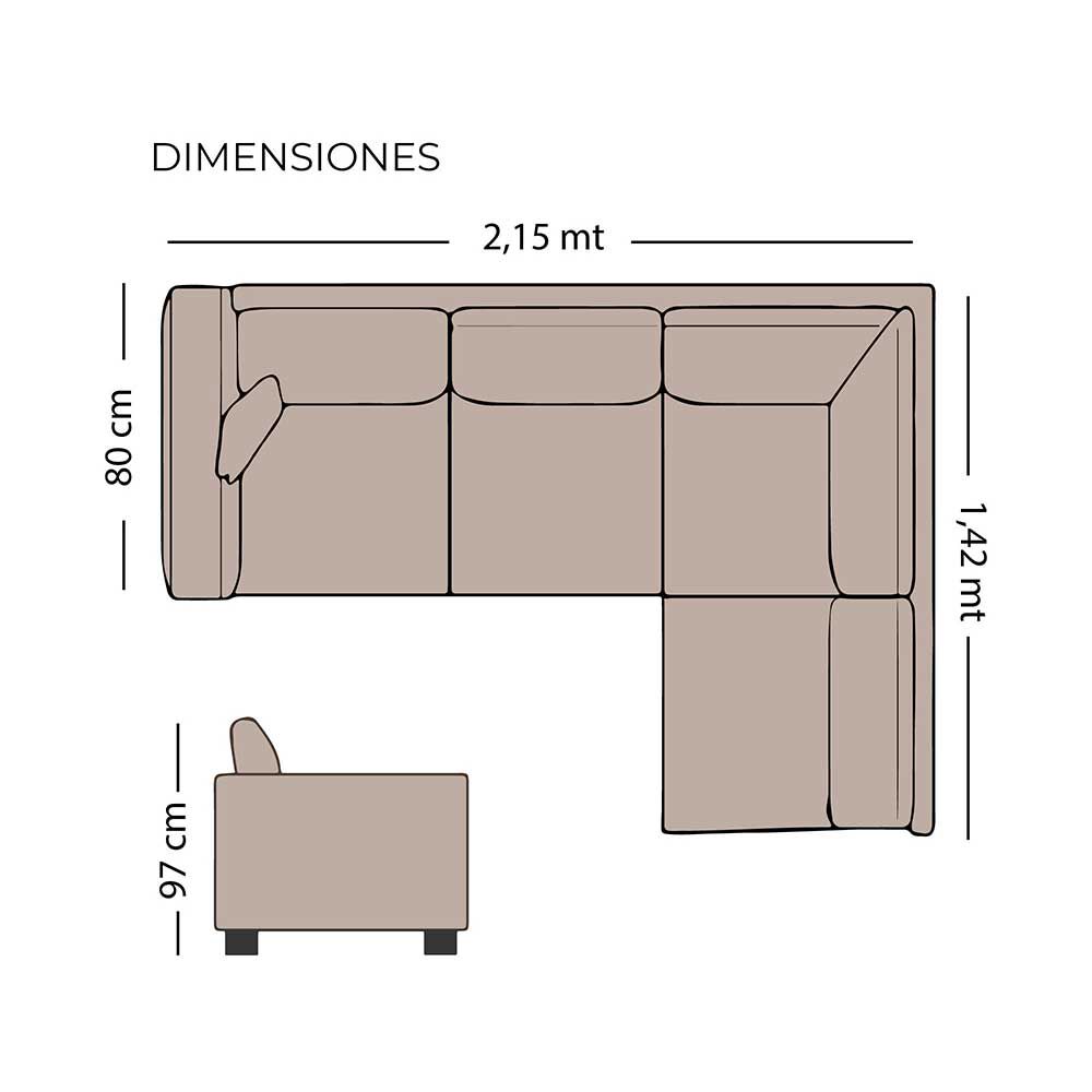 Sofá Seccional Derecho Living Factory Musso 5 Cuerpos Beige