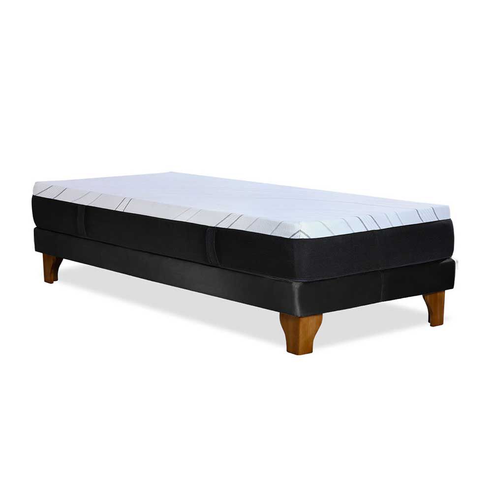 Cama Europea Latam Home 1,5 Plazas Zen Top Spring Hybrid Velvet Negro