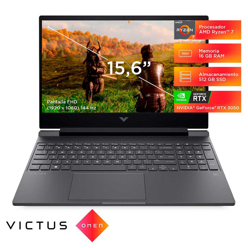 Notebook Gamer HP VICTUS 15-fb0131la AMD Ryzen 7 16GB 512GB SSD 15,6" NVIDIA RTX 3050