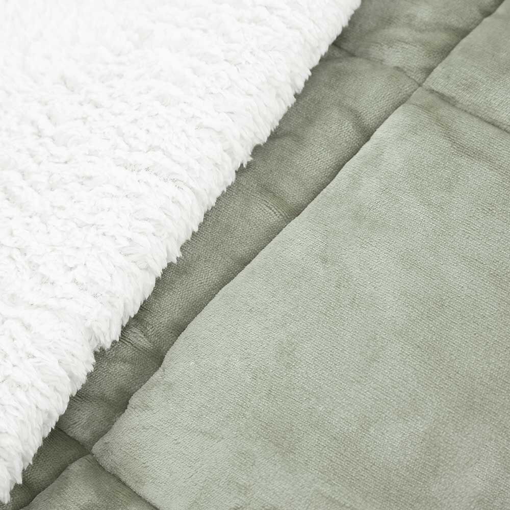 Plumón Flannel Sherpa Casanova 1,5 Plazas Liso Verde