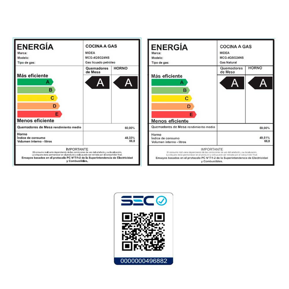 Cocina a Gas Midea MCG-4QSG24NS 4 Quemadores