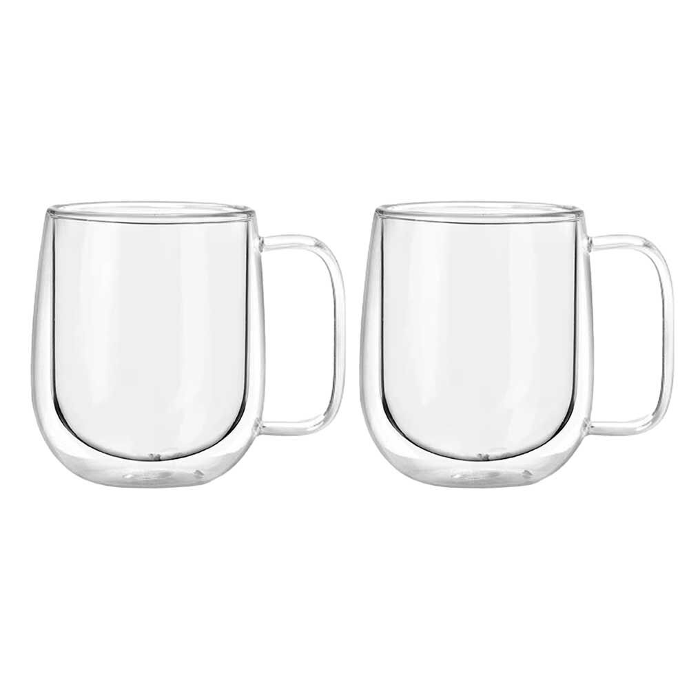 Set 2 Tazas Mug de Vidrio Doble Pared Simplit 300 ml