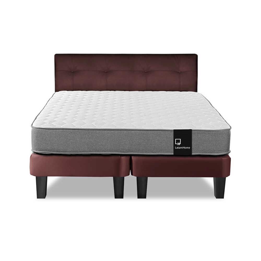 Cama Europea Latam Home Base Dividida 2 Plazas Zen Best Chocolate + Respaldo