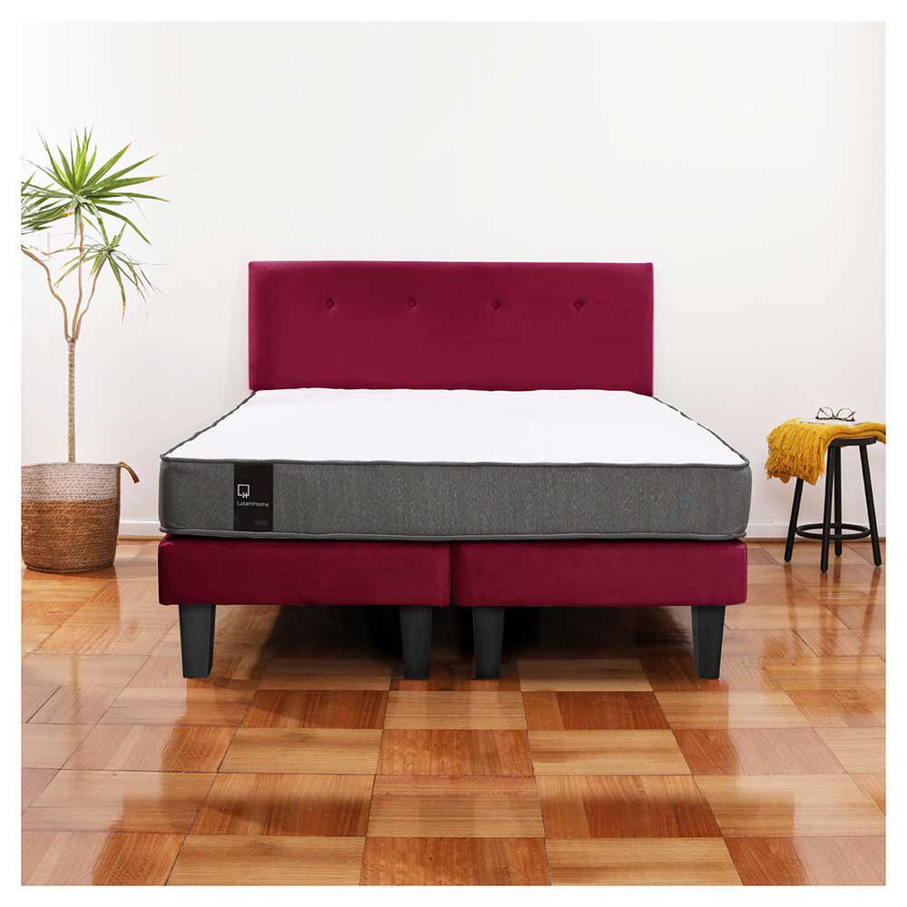 Cama Europea Latam Home Base Dividida 2 Plazas Zen Best Burdeo + Respaldo