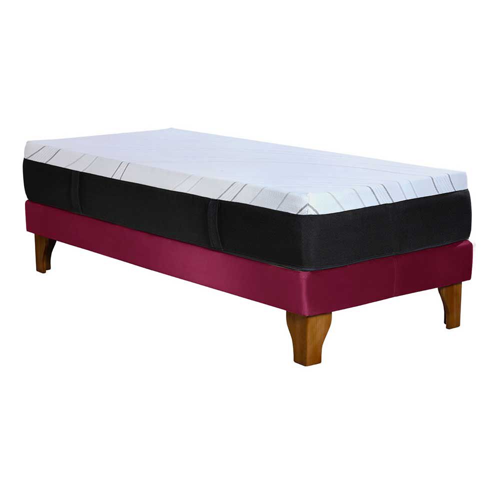 Cama Europea Latam Home 1,5 Plazas Zen Top Spring Visco Velvet Burdeo