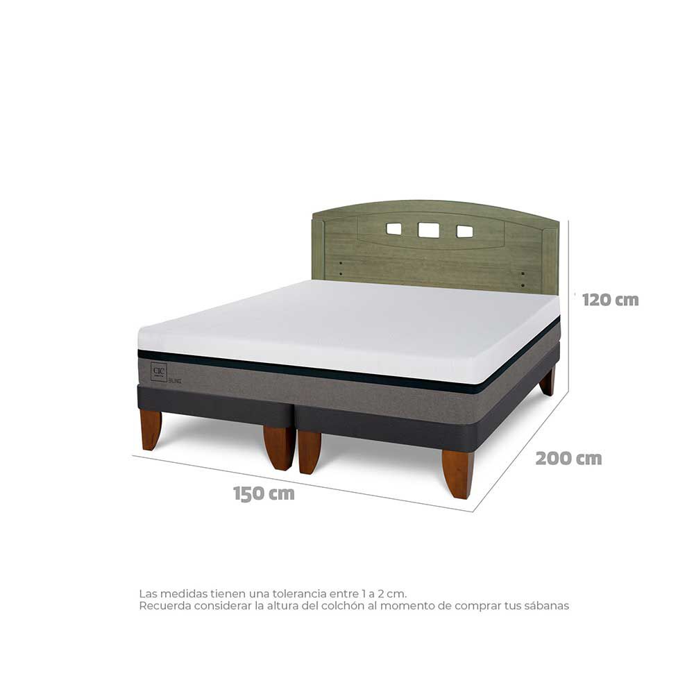 Cama Europea CIC Base Dividida 2 Plazas Balance + Respaldo Gales Olivo