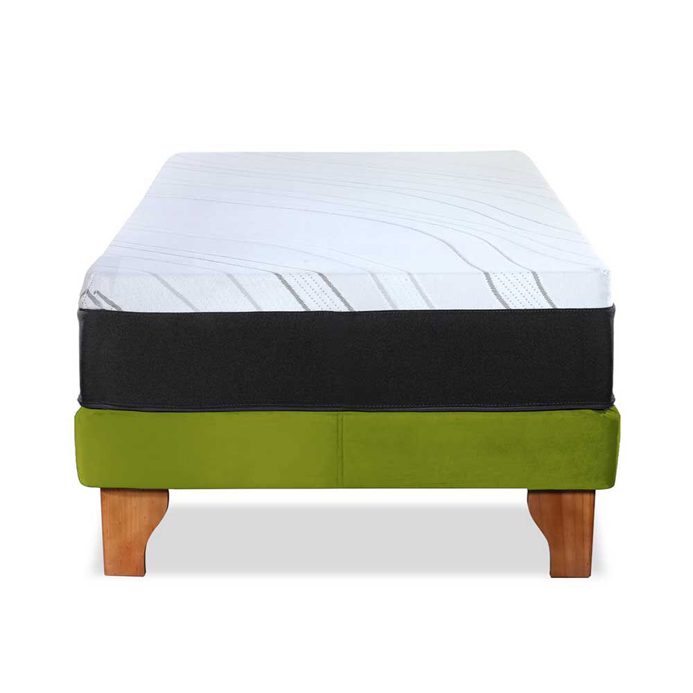 Cama Europea Latam Home 1,5 Plazas Zen Top Foam Soft Velvet Pistacho