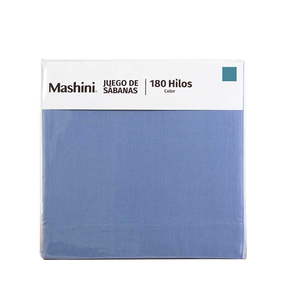 Juego de Sábanas Liso Mashini 180 Hilos King Liso Azul