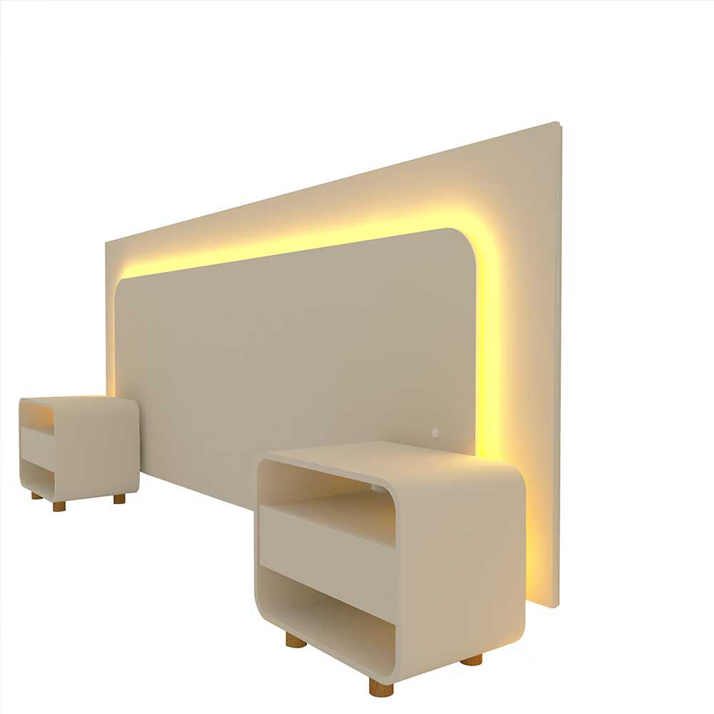 Respaldo 2 Plazas + 2 Veladores Decocasa Innova Led Off White