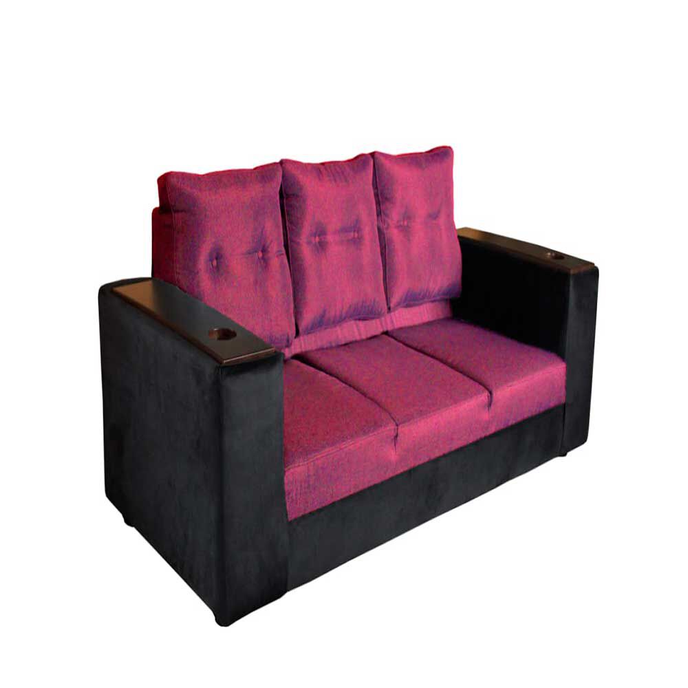 Juego de Living Diseño A&M Home Jocelyn Sofá 3 Cuerpos + 2 Sillones 1 Cuerpo Negro Burdeo